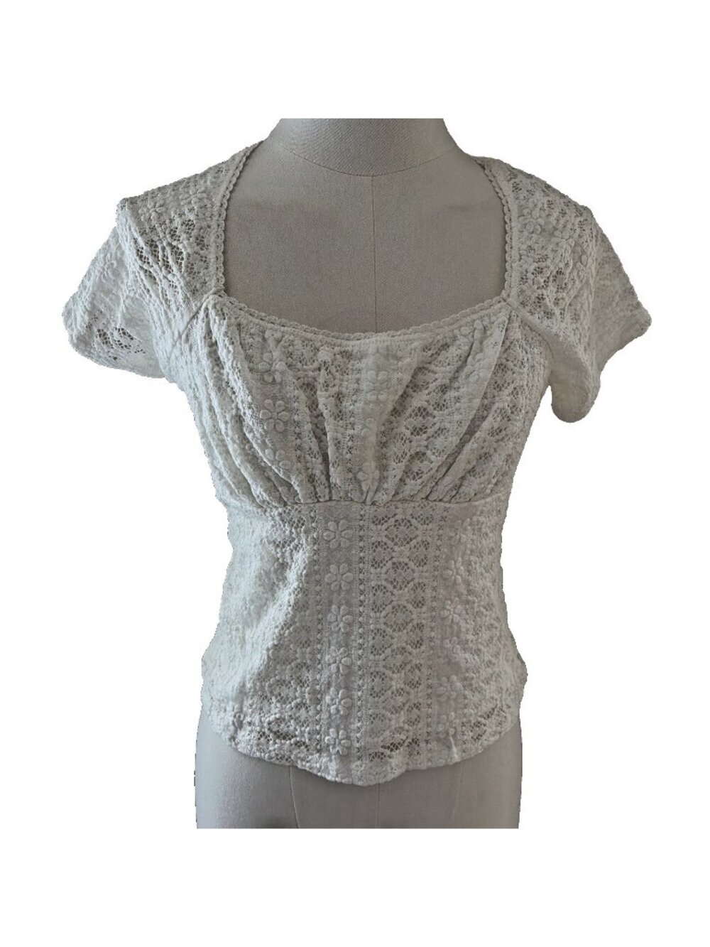 Vintage Y2K No Boundaries White Lace Babydoll Top Size M Fairy Coquette NWT